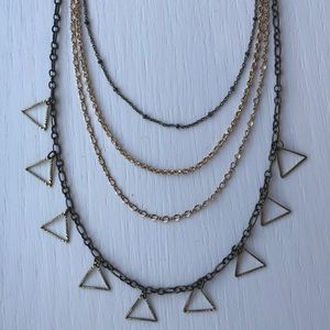 Dainty Layered Necklace with green ribbon tie